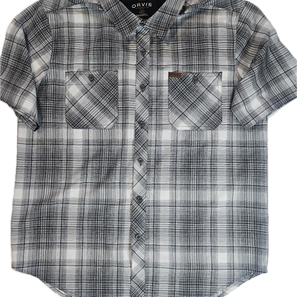 Orvis Shirt Mens Large Black Plaid Short Sleeve Performance Fishing Outdoor - Picture 4 of 6